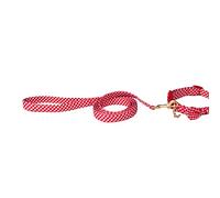Dolly Doggy Parton - Set di pettorine per cani e guinzaglio/collare, set con collare a quadretti rossi, taglia L