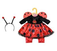 Dolly Moda, Puppenkleidung, Puppenkostüm, Outfit Marienkäfer 43cm, Marienkäfer Kostüm für Puppen bestehend aus Kleid mit Flügeln, Hose, Haarreif und Kleiderbügel, 871492, Zapf Creation