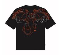 Dolly Noire Pokémon Maglietta Charizard Over Kimono, Nera - Unisex, Maglietta 100% Cotone, Collezione Ufficiale (IT, Testo, S, Regular, Regular)