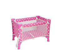 Dolly Tots Lettino da viaggio per bambole Pink Polka Dot | Giocattolo pieghevole per letto delle bambole | Accessori per letto delle bambole | Carrozzina e passeggino per bambini | Perfetto per