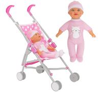 Dolly Tots Passeggino per Bambola Singolo con Bambola Inclusa | Bambola con Passeggino Giocattolo | Passeggino Bambole | Passeggino Giocattolo Bambina/o con Chiusura ad Ombrello | Età 2+