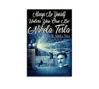 DOLNJUH Poster su tela con citazioni di Nikola Tesla Great Scholar And Their Book, decorazione artistica da parete per camera da letto, 30 x 45 cm, senza cornice