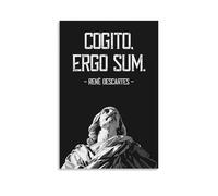 DOLNJUH Poster su tela con citazioni di Rene Descartes Great Scholar And Their Book, decorazione artistica da parete per camera da letto, 20 x 30 cm, senza cornice