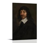 DOLNJUH Poster su tela con citazioni di Rene Descartes Great Scholar And Their Book, decorazione artistica da parete per camera da letto, 60 x 90 cm, con cornice