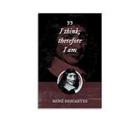 DOLNJUH Poster su tela con citazioni di Rene Descartes Great Scholar And Their Book, decorazione artistica da parete per camera da letto, 30 x 45 cm, senza cornice