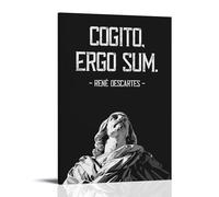 DOLNJUH Poster su tela con citazioni di Rene Descartes Great Scholar And Their Book, decorazione artistica da parete per camera da letto, 30 x 45 cm, con cornice