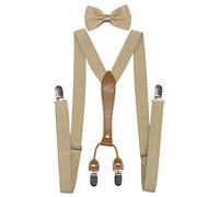 Doloise Bretelle da uomo Bowtie Set Elastico Y Forma Stile Donne Bretelle Papillon Per Matrimonio & Eventi Formali, cachi, ons size
