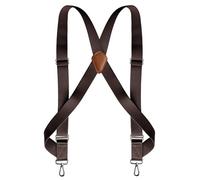 Doloise Bretelle da uomo resistenti con 2 ganci per uomo bretelle regolabili da 3,6 cm di larghezza grande e alto gancio laterale da uomo, Caffè, taglia unica