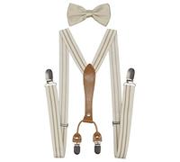 Doloise Reggicalze elastiche regolabili a Y con papillon Set per uomo e donna con clip in metallo forte - avorio - taglia unica