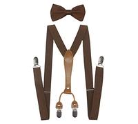 Doloise Reggicalze elastiche regolabili a Y con papillon Set per uomo e donna con clip in metallo forte - marrone - taglia unica
