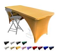 Dololoo Tovaglia elasticizzata da 1,8 m per tavoli rettangolari con retro aperto, in spandex, rettangolare, per matrimoni, feste, cucina, decorazione per eventi di bellezza, colore: oro