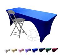 Dololoo Tovaglia elasticizzata per tavoli rettangolari con retro aperto, in spandex, per matrimoni, feste, cucina, eventi di bellezza, 1,8 m, colore: blu reale