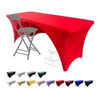 Dololoo Tovaglia elasticizzata per tavoli rettangolari con retro aperto, in spandex, rettangolare, per matrimoni, feste, cucina, decorazione per eventi di bellezza, 1,8 m, colore: rosso
