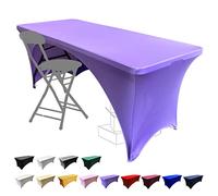 Dololoo Tovaglia elasticizzata per tavoli rettangolari da 1,8 m con retro aperto, in spandex, rettangolare, per matrimoni, feste, cucina, decorazione per eventi di bellezza, colore: lavanda