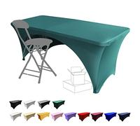 Dololoo Tovaglia elasticizzata rettangolare da 1,8 m, per tavoli rettangolari con retro aperto, in spandex, per matrimoni, feste, cucina, eventi di bellezza, decorazione per eventi di bellezza, colore