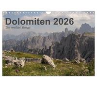 Dolomiten 2026 - Die weißen Berge (Wandkalender 2026 DIN A4 quer), CALVENDO Monatskalender: Die Dolomiten sind ein Bergparadies im Norden Italiens und begeistern alljährlich Wanderer und Kletterer