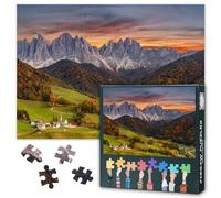 Dolomiti Paesaggio Puzzle 1000 Pezzi - Panorama delle montagne Santa Maddalena Italia | Arte Naturale per adulti - 27.5x19.7 pollici