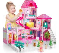 Doloowee Casa delle Bambole, Casa giocattolo da sogno per bambina, 3 Storie 7 Stanze Casa delle bambole con mobili, Giocattoli per bambine 4 5 6 7 8 anni