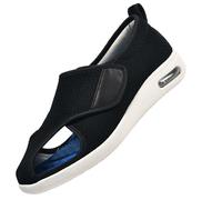 Dolorosa dei Piedi degli Anziani,Scarpe Uomo Extra Larghe Casual Sneaker per Piedi Sensibili Regolabili con Chiusura a Strappo.Black,39