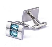 DOLOVE Gemelli Uomo Azzurri Gemelli per Matrimonio Gemelli Uomo Zirconi Blu Chiaro Gemelli Uomo Quadrati Gemelli Camicia Uomo
