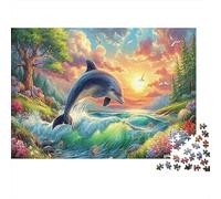 Dolphin 1000 Pezzi Puzzle CittàDolphin Sunset Jump Divertimento Per Adulti Puzzle Animali Divertenti Per Uomo E Donna Regalo Giocattolo Colorato Per La Famiglia52x38cm/1000pcs