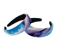 Dolphin-357 - Set di 2 fasce per capelli in velluto a turbante con parte superiore larga, alla moda, da donna, 2 misure