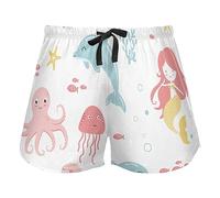 Dolphin Cute Mermaid Hawaiian Fish Women Workout Pantaloncini, Pajama Bottoms Casual Esercise Yoga,L
