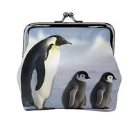 Dolphin Family stampato portamonete per le donne borsa portafoglio in pelle PU cambio sacchetto Kiss-Lock Vintage Pouch, Famiglia di pinguini, Taglia unica, Vintage