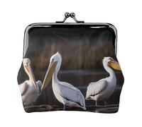 Dolphin Family stampato portamonete per le donne borsa portafoglio in pelle PU cambio sacchetto Kiss-Lock Vintage Pouch, Tre pellicani, Taglia unica, Vintage