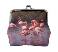 Dolphin Family stampato portamonete per le donne borsa portafoglio in pelle PU cambio sacchetto Kiss-Lock Vintage Pouch, Fenicotteri rosa., Taglia unica, Vintage