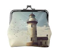 Dolphin Family stampato portamonete per le donne borsa portafoglio in pelle PU cambio sacchetto Kiss-Lock Vintage Pouch, Vecchio Faro, Taglia unica, Vintage