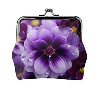 Dolphin Family stampato portamonete per le donne borsa portafoglio in pelle PU cambio sacchetto Kiss-Lock Vintage Pouch, Fiore viola., Taglia unica, Vintage