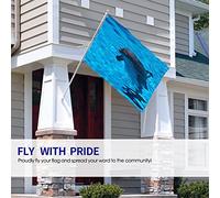 Dolphin Flag 3x5 FT Cute Ocean Animal Sea Fish Grey Dolphin in Clear Blue Water Outdoor Flags Large Welcome Yard Banners Home Garden Yard Lawn Decor