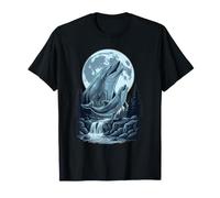 Dolphin Howling at The Moon Funny Meme Fishing Lover 90's Maglietta