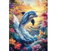 Dolphin in Ocean Sunset Puzzle 1000 Pezzi Sfida Rompicapo Collezione Fantástico Cuento De Hadas Animal Per Veri Appassionati Pezzi Di Alta Qualità Regalo Per Natale 2025 1000 PCS