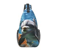 Dolphin In The Coral Reef Print Donna Uomo Borsa Monospalla Antifurto Borsa A Tracolla Casual Crossbody Bag Per Ciclismo Treeking Viaggio Trekking