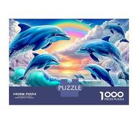 Dolphin Leap Puzzles 1000 Pezzi per Adulti Jigsaw Dolphin Group Puzzle Giochi Educativi Bella Decorazione Sfidante Colorato Un Unico 100% Cartone Riciclato 70x50cm/1000pz