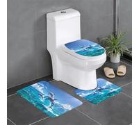 Dolphin Leap - Tappeto decorativo in peluche, set da 3, per camera da letto, cucina, vasca da bagno, casa, tappeto assorbente per esterni,