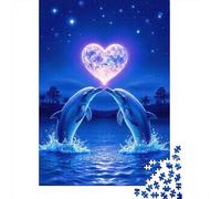 Dolphin Love Night Puzzle Da 1000 Pezzi Puzzle Adulti Paesaggi Giochi Rilassamento E Intelligence Regalo Per Adulti E Bambini Da 14 Anni E Più 38x26cm/1000pcs