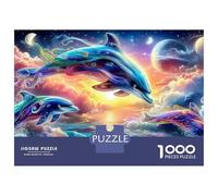 Dolphin Paradise Puzzle 1000 Pezzi Per Adulti E Ragazzi Confezione Di Alta Qualità Colorato Dolphins in Sunset Sky Splendido Puzzle Gioco Per Famiglie 70x50cm/1000pcs