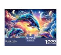 Dolphin Paradise - Puzzle stimolante e stimolante: delfino che salta nel cielo al tramonto per adulti e bambini dai 12 anni in su, 38x26 cm/1000 pezzi