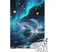 Dolphin Puzzle 1000 Pieces Gioco Puzzle Star Aurora Regali Di Festa Puzzle Paesaggio Puzzle Adulti E Ragazzi Regalo Per Lui E Per Lei +14 Anni 1000pcs (75x50cm)