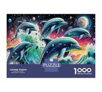 Dolphin Space 1000 Pezzi PuzzleDolphins Cosmic Divertimento Per Adulti Puzzle Animali Divertenti Per Uomo E Donna Intrattenimento Creativo38x26cm/1000pcs