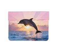 Dolphin Sunrise Jump - Custodia protettiva in pelle PU per computer portatile, 13 pollici, per MacBook, borsa sottile per computer da viaggio quotidiano
