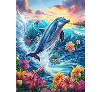 Dolphin Swimming in The Ocean Waves Puzzle 500 Pezzi Multicolore Paesaggi Italiani Wildlife Pet Classici Per Adulti Rompicapo Collezione Idea Regalo Natale Per Lui E Nonno 500 PCS