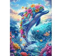Dolphin Swimming with Flowers Rompicapo 1000 Pezzi Botticelli Per Appassionati Fairy Tale Scenery Cartoon Cartone Rigido Nascita Di Venere Per Decorazione Murale Edizione Limitata Con Poster Incluso 1