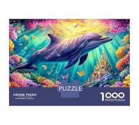 Dolphin Swims in Magical Underwater World Puzzle Da 1000 Pezzi Playful Dolphin Educativo E Sfidante, Regalo Per Tutti 52x38cm/1000pcs