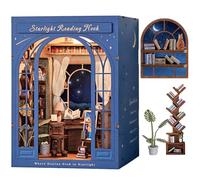 DolphinIsle Kit per libri per adulti, fai da te per libreria, decorazione 3D, puzzle in legno con luce stellata, angolo di lettura con cielo stellato scintillante