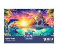 Dolphins Above And Below Water near A Castle Puzzle Da 1000 Pezzi Dolphin Giocattolo Educativo Per Bambini Dai 12 Anni in Su E Adulti 38x26cm/1000pcs