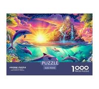 Dolphins Above And Below Water near A Castle Puzzle Da 1000 Pezzi Dolphin Sfida Di Ingegno Per Tutte Le Età 70x50cm/1000pcs